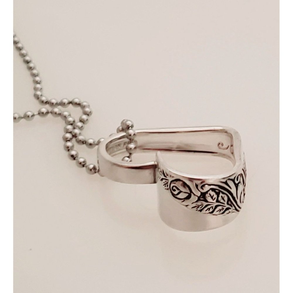 1953 Bridal Corsage, Silverware Heart Necklace, Unique Gift for Loved One, Spoon